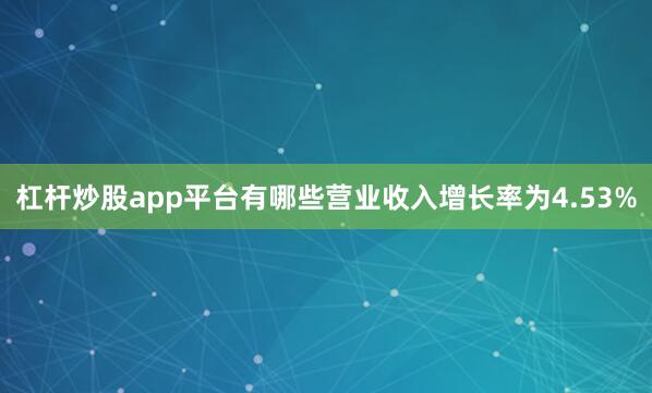 杠杆炒股app平台有哪些营业收入增长率为4.53%