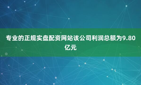专业的正规实盘配资网站该公司利润总额为9.80亿元